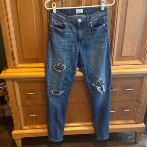 Hudson Jeans Blue Distressed Skinny Jeans